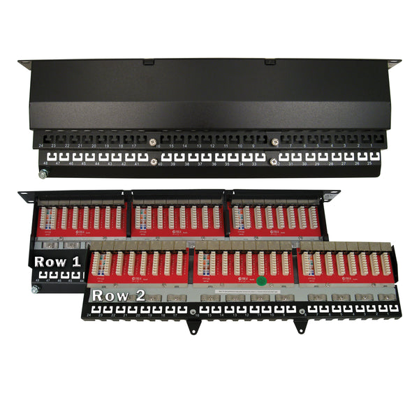 48 Port CAT6A Shielded Patch Panel - Krone Type Terminal - J2R Cabling Supplies