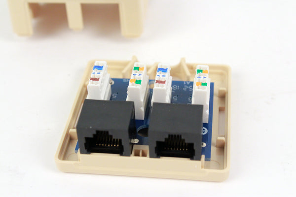 Surface Mount Box with 2 Cat5e Jacks - J2R Cabling Supplies 
