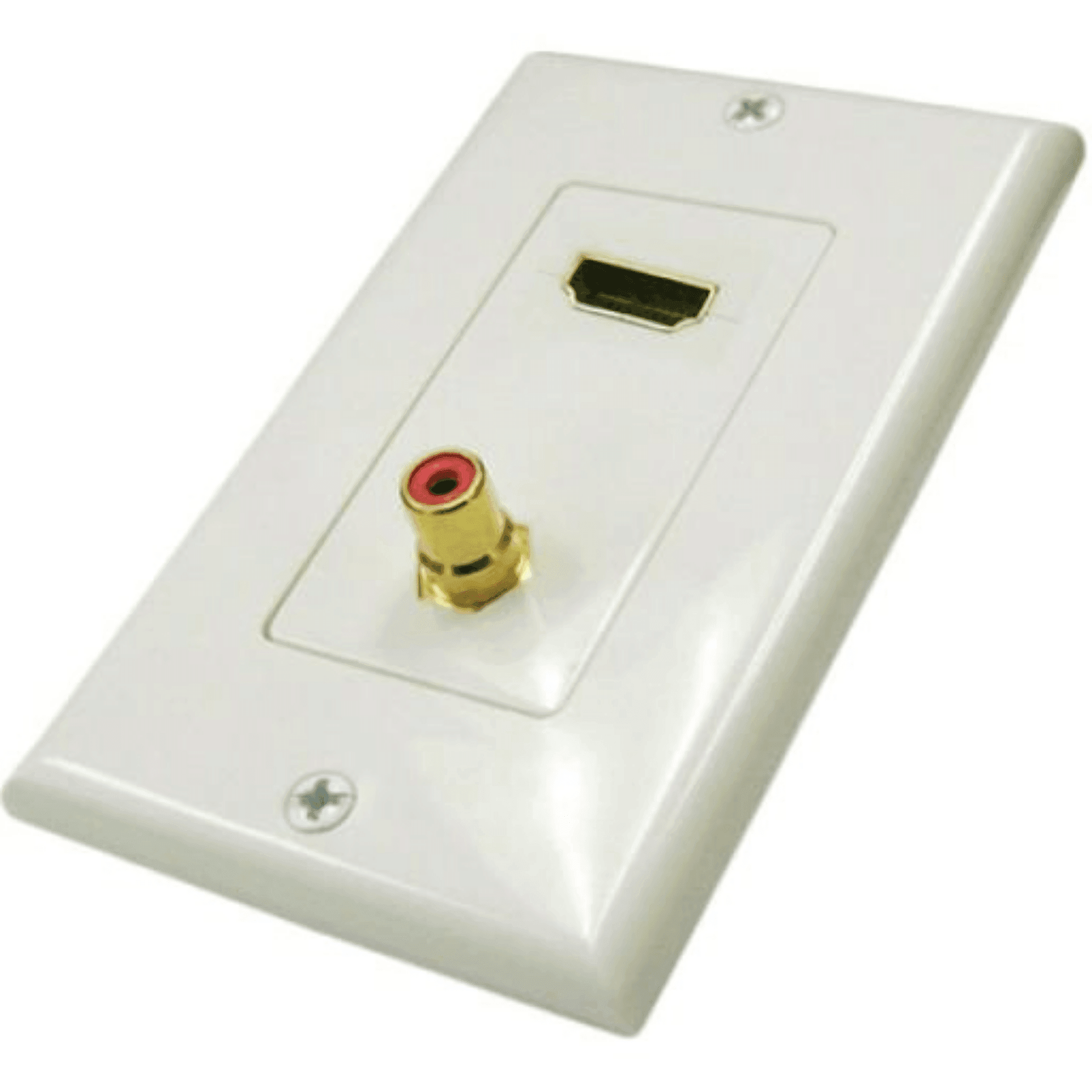 1 HDMI and 1 RCA Wall Plate - White - J2R Cabling Supplies