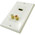 Gold plated HDMI female jack (19 pin) to HDMI female jack (19 pin) Gold Plated RCA connectors (Red and White) Quick and easy HDMI wall plate connection Supports high definition resolutions 1080p, 1080i, 720p