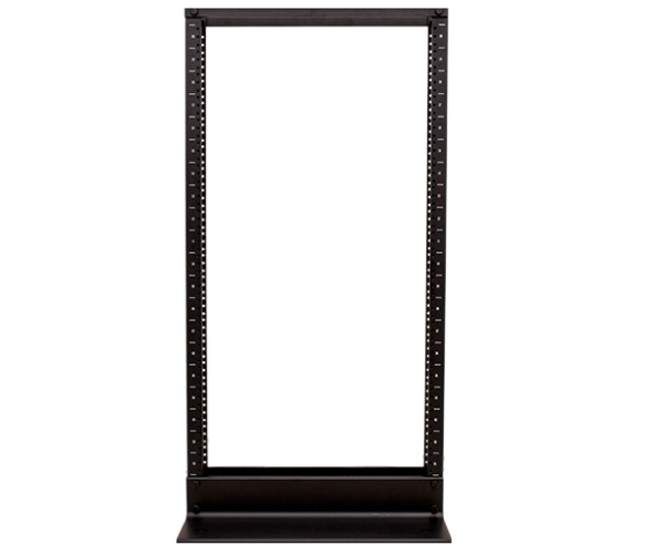 20U 2 Post Open Rack - Aluminum Frame - Black - J2R Cabling Supplies
