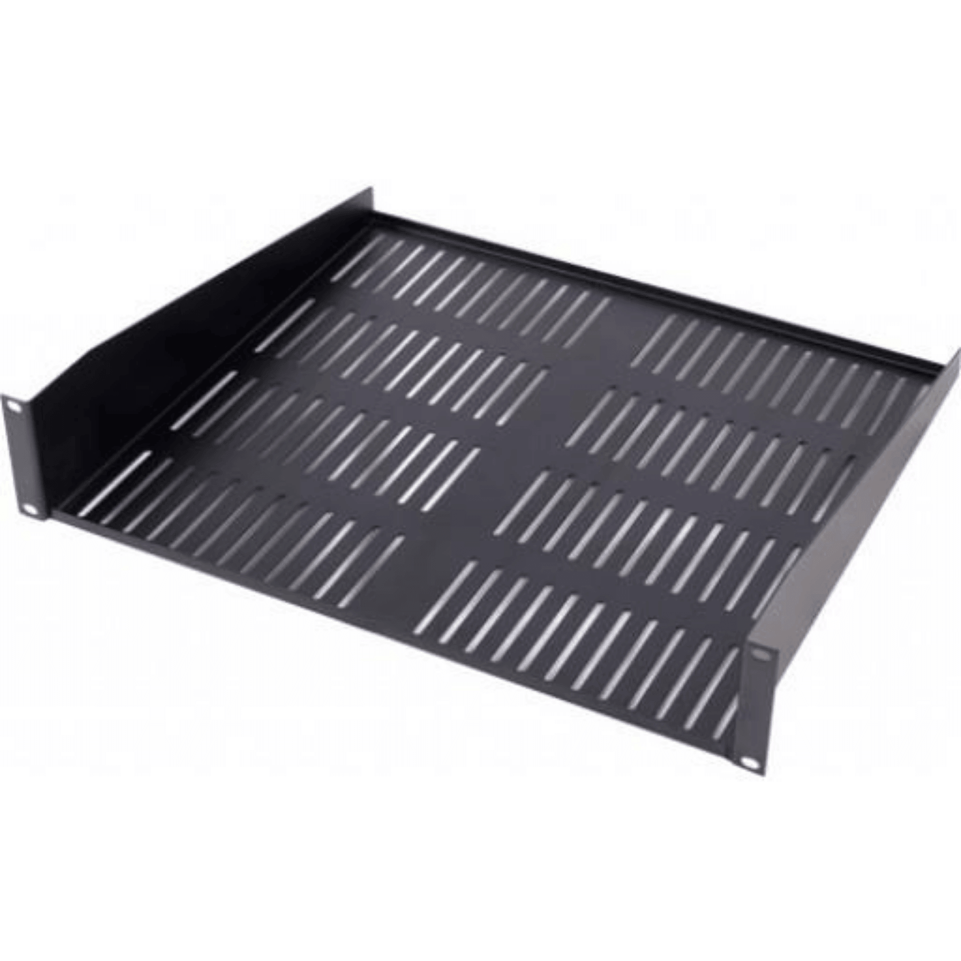 2U Vented Shelf - Black - J2R Cabling Supplies