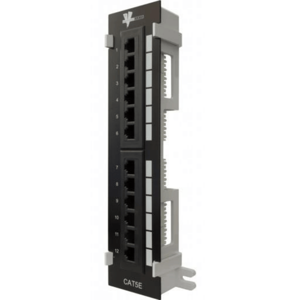 High Impact Patch Panel Tough Black Painted Finish Number Labeled for Easy Identification Writable & Erasable Marking Surfaces 568A & 568B Wiring Color Codes 110 IDC Terminals 1U;  W: 9⅞   H: 2¼   D: 1¼ inches Cable Ties, Screws, Bracket Included UL Listed, RoHS Compliant