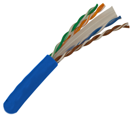 CAT6 Cable 550MHz, 23AWG, UTP, 4 Pair, Solid Bare Copper, 1000ft. blue