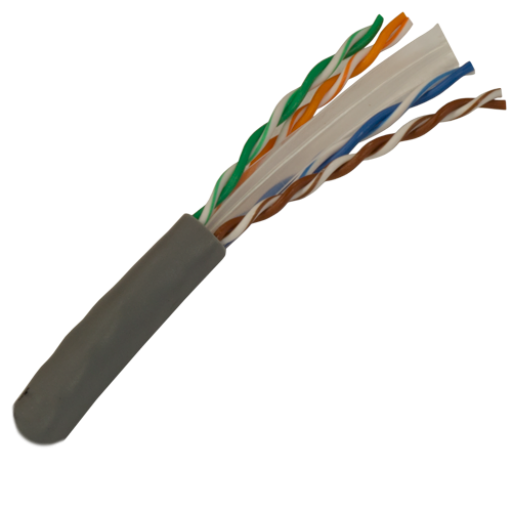 CAT6 Cable 550MHz, 23AWG, UTP, 4 Pair, Solid Bare Copper, 1000ft. grey
