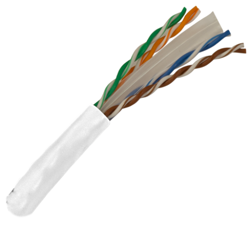 CAT6 Cable 550MHz, 23AWG, UTP, 4 Pair, Solid Bare Copper, 1000ft. white