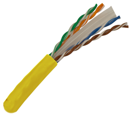 CAT6 Cable 550MHz, 23AWG, UTP, 4 Pair, Solid Bare Copper, 1000ft. yellow
