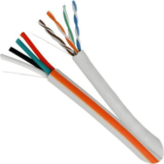 Bundle Cable - Cat5E (UTP) with 4C 16AWG Audio Cable, PVC Jacket - White