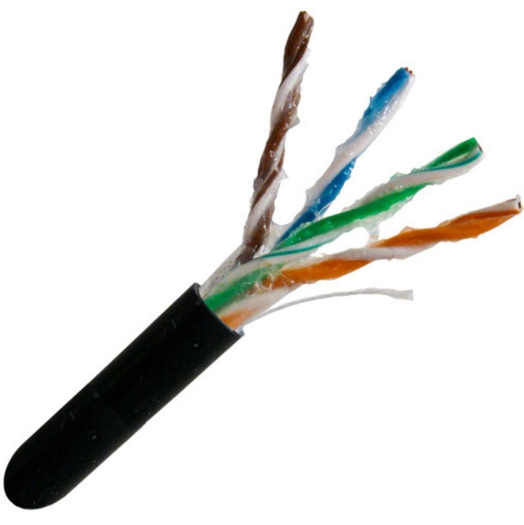 CAT5E Direct Burial Outdoor Cable 100ft. Increments - Gel Filled - Black - J2R Cabling Supplies