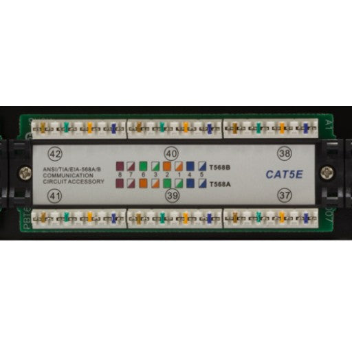 High Impact Patch Panel Made of sturdy, rolled-edge, anodized steel Color-coded for T568A and T568B wiring schemes 110 Style Punch-down Insertion life cycle: 750 cycles (minimum) / I.D.C. 250 cycles (minimum) 2U;  W: 19   H: 3½   D: 1¼   inches Cable Ties, Screws Included UL Listed, RoHs Compliant