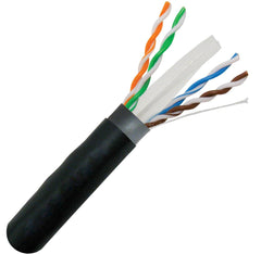 CAT6 550MHz Direct Burial Outdoor Cable 1000ft. Dual Jacket - Black