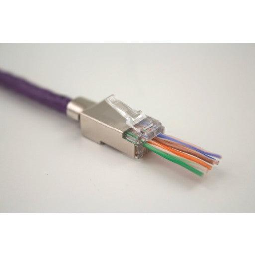 CAT6a Shielded RJ45 Feed Through Modular Plug - 100 Pack - J2R Cabling Supplies
