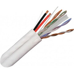 Composite Cable, CAT6 with 182 Siamese, 23AWG, UTP, Solid Bare Copper, CMR Rated, PVC Jacket - White