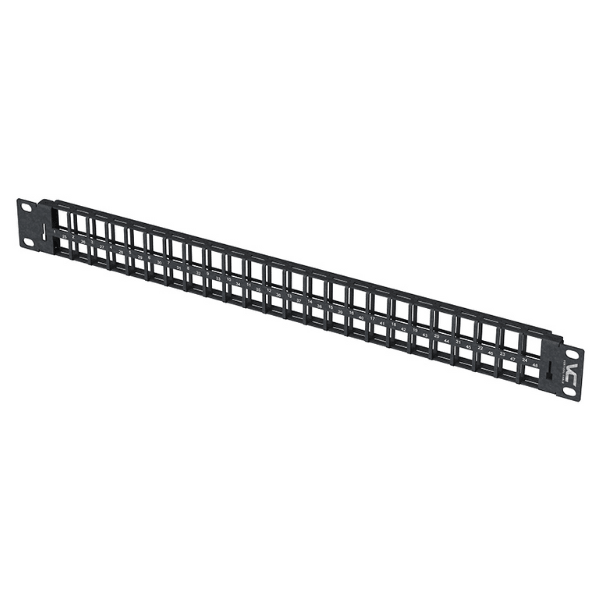 High-Density Blank Rack Mount Panel, 48 Port Keystone Module - 1U - Black - J2R Cabling Supplies