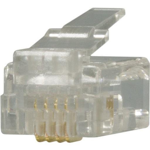 RJ11 Plug, 6 Position, 4 Conductor, For Round Solid Wire - J2R Cabling Supplies