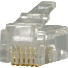 RJ12 Plug, 6 Position, 6 Conductor, For Round Solid Wire