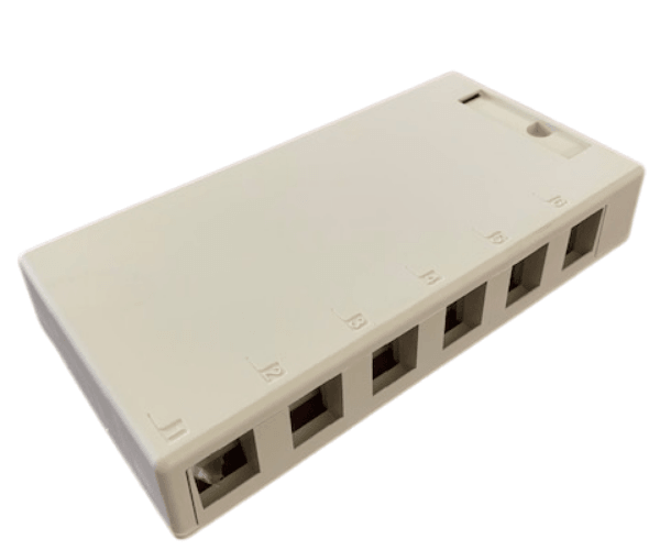 Surface Mount Box QuickPort, 6-Port - Ivory - J2R Cabling Supplies