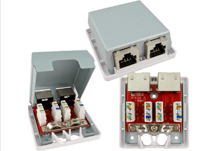 Surface Mount Box with 2 Cat6A Jack - J2R Cabling Supplies