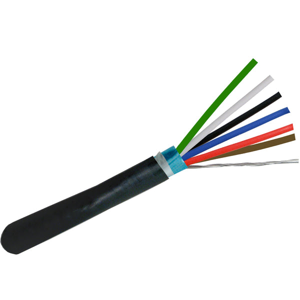 22AWG, 6 Conductor Stranded, Shielded Direct Burial - 500ft. - Black