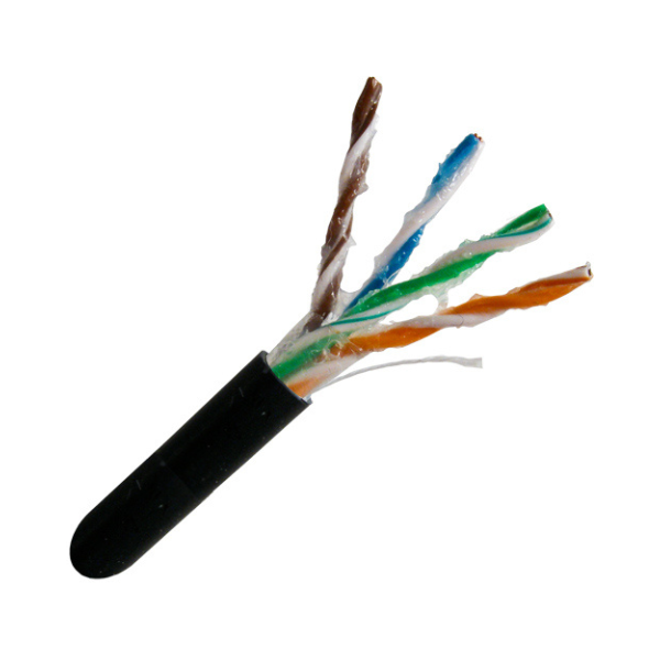 CAT6 Outdoor Cable 550MHz, 23AWG, UTP, 4 Pair, Solid Bare Copper, 100ft. - Black Sold in Increments of 100ft.