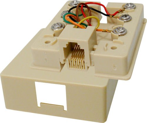 RJ12 6 Conductor Two Piece Construction Comes in Ivory and White. Double Sided Tape and Screws Included- J2R Cabling Supplies