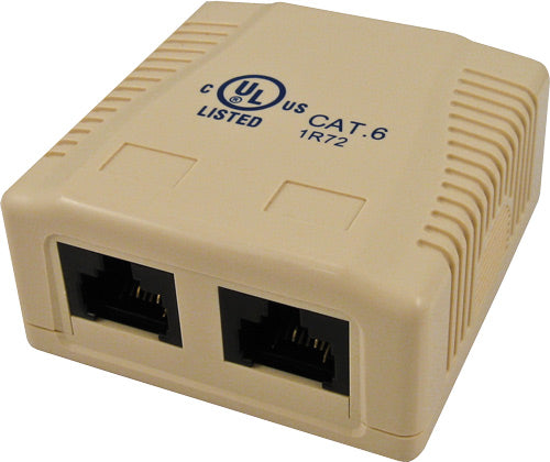 Surface Mount Box with 2 Cat6 Jacks - J2R Cabling Supplies 