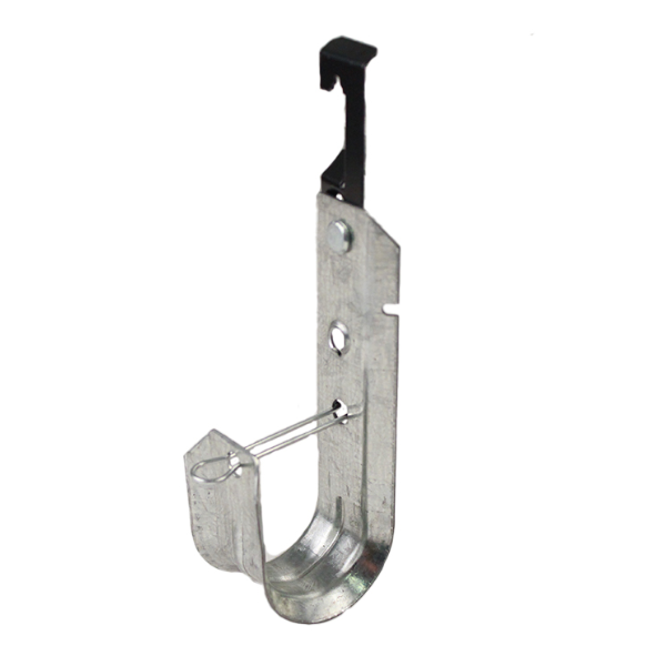 Pre-Galvanized Steel 1 5/16" J-Hook w/ Wing, #12 to 1/4'' Rod. Supports CAT5E, CAT6, Coaxial, Audio, Fiber Cables. Load Capacity of 60 lbs. ETL Listed