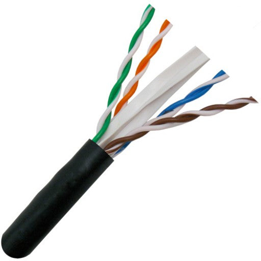 CAT6 550MHz UV Rated Bulk Cable 1000ft. - Black - J2R Cabling Supplies 
