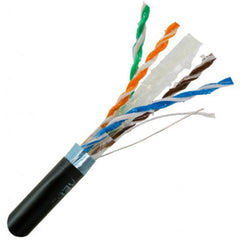 CAT6 550MHz Shielded Direct Burial Outdoor Cable 1000ft. Gel Filled - Black