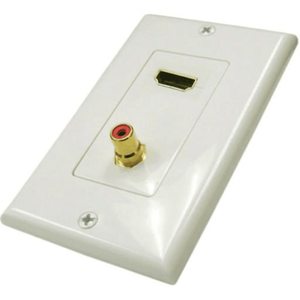 1 HDMI and 1 RCA Wall Plate - White - J2R Cabling Supplies 