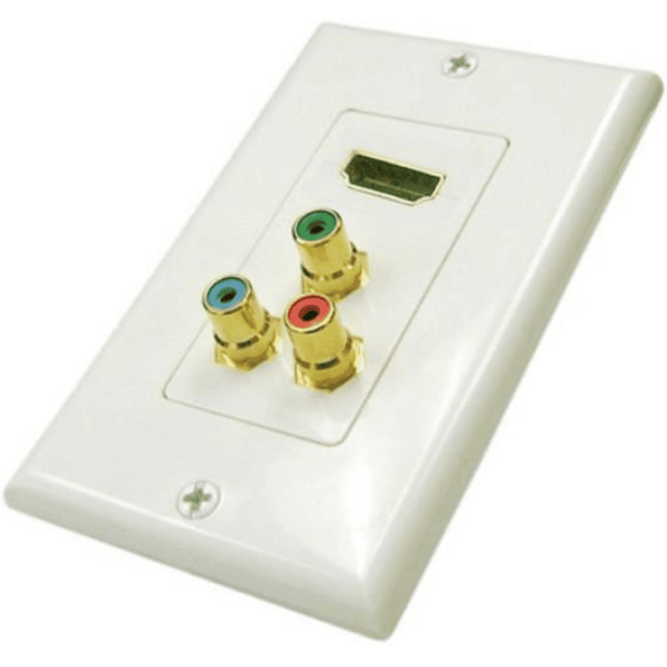 1 HDMI and 3 RCA Wall Plate - White - J2R Cabling Supplies 