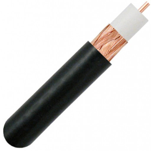 RG59 Bare Copper Coaxial with 95% CCA Braid - 1000ft. - Black - J2R Cabling Supplies 