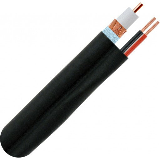 RG59 18/2 Direct Burial Siamese Coaxial with 95% CCA Braid -1000ft. - Black - J2R Cabling Supplies 