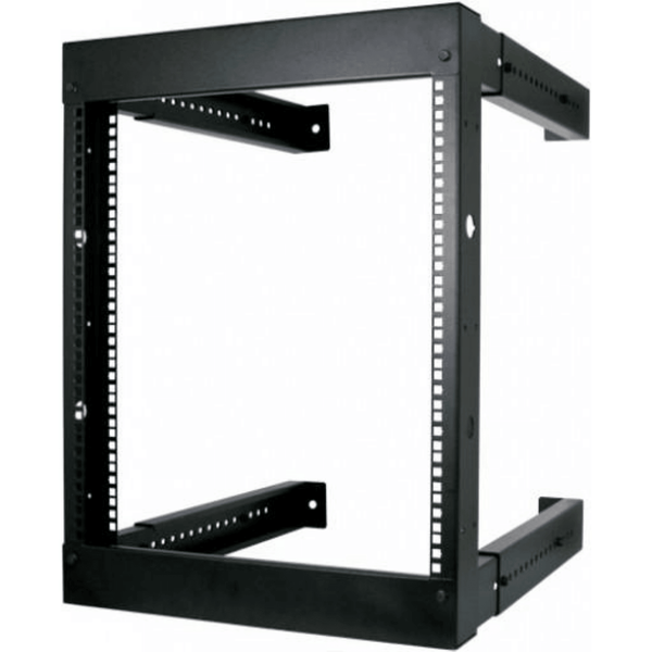 12U Open Wall Mount Equipment Rack - Adjustable Depth from 18"- 30" - Hardware included (M6 Cage nuts and screws)