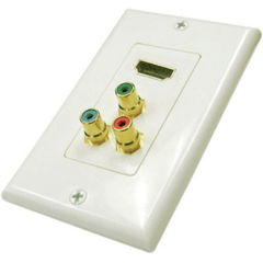1 HDMI and 3 RCA Wall Plate - White