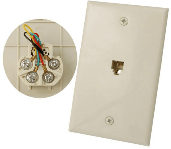 RJ11 Flush Mount Wall Plate 4 Conductors High-impact ABS construction Comes with matching-color screws Smooth finish UL Listed Available in White or Ivory 
