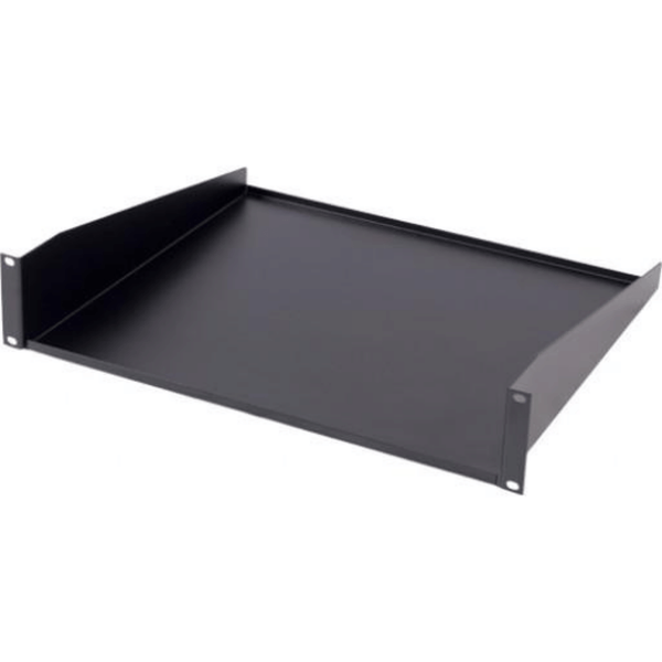 Non Vented Shelf, For 2 & 4 Post Open Racks, Black, Steel Mountable between the upright rails of all standards 19" wide open racks and enclosures