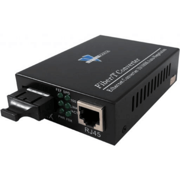 40Km 10/100 Base-TXFX Bridge Single-Mode Media Converter - SC Connector - J2R Cabling Supplies 