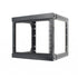 9U Open Wall Mount Frame Rack with Hinge. Swings Out. Includes M6 screws and cage nuts. Adjustable depth from 18" to 30"