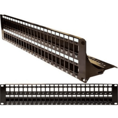 Blank Patch Panel with Support Bar - 48 Port - 2U - Black