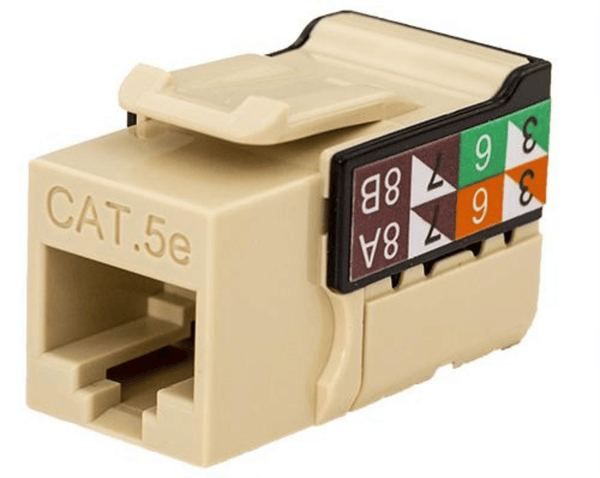 8 Positions, 8 Conductors Gold Plated Brass Contacts Flame Retardant Housing Materials and PCB Board Snaps easily into most Wall Plates, Surface Mount Boxes and Blank Patch Panels Easy view color code - 568A & 568B 110 IDC termination block Cap included to maintain the conductors in place Compatible to the One Punch Down Tool UL Listed, ANSI/TIA/EIA-568B.2
