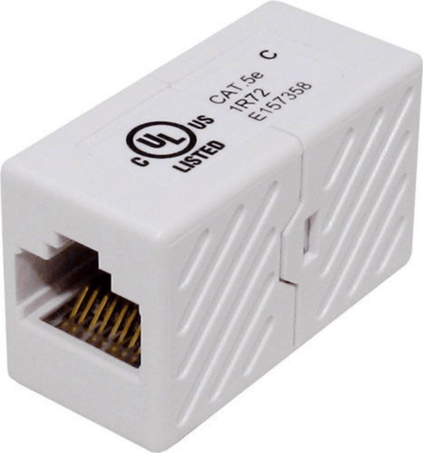 CAT5E RJ45 to RJ45 Inline Coupler Available in White or Ivory UL Listed