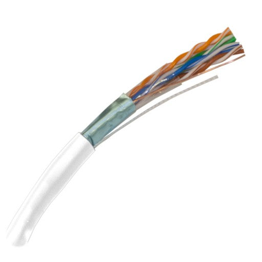 CAT5E Shielded Plenum Cable 350MHz, 24AWG, STP, CMP, 4 Pair, Solid Bare Copper, 1000ft. white