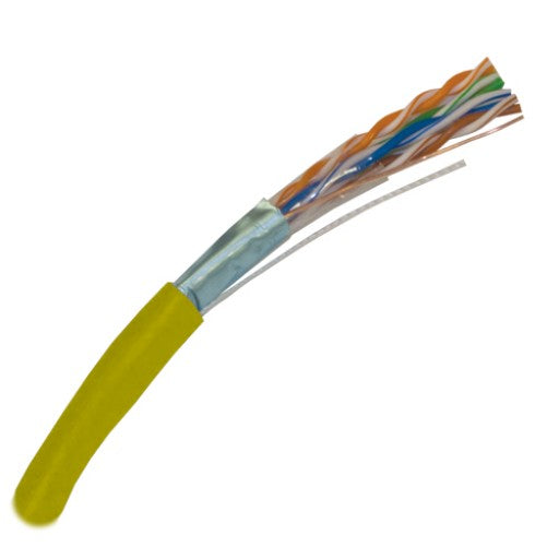 CAT5E Shielded Cable 350MHz, 24AWG, STP, 4 Pair, Solid Bare Copper, 1000ft. yellow