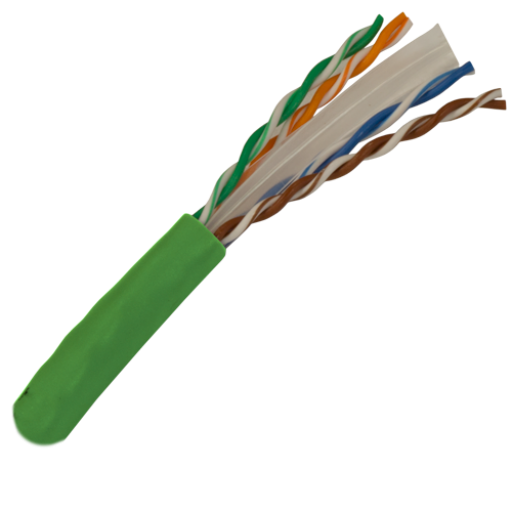Vertical Cable Cat6, 550 MHz, UTP, 23AWG, Solid Bare Copper, 1000ft, Green, Bulk Ethernet Cable