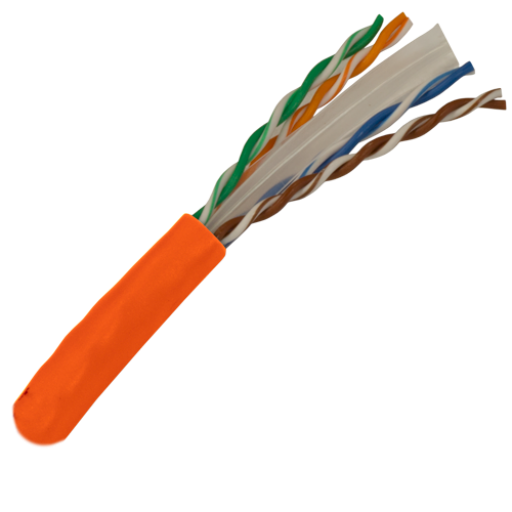 CAT6 Cable 550MHz, 23AWG, UTP, 4 Pair, Solid Bare Copper, 1000ft. orange