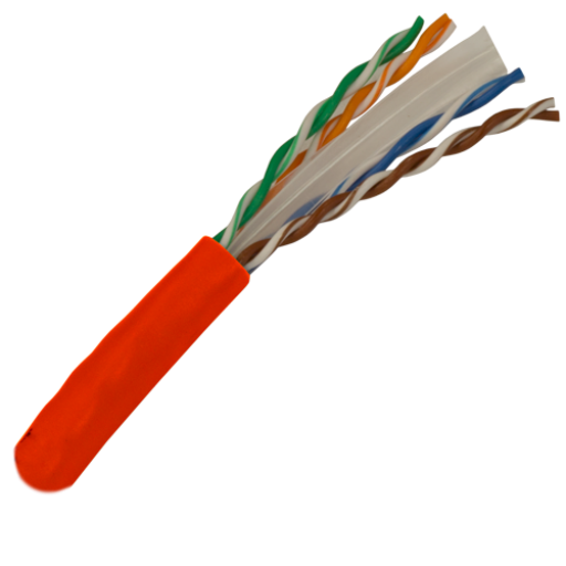 CAT6 Cable 550MHz, 23AWG, UTP, 4 Pair, Solid Bare Copper, 1000ft. red