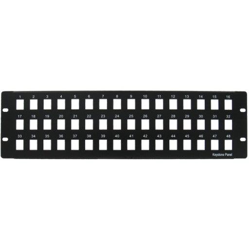 Blank Patch Panel - 48 Port - Black - J2R Cabling Supplies 