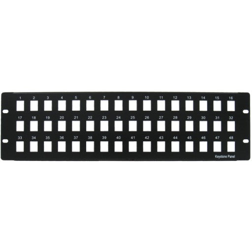 Constructed from heavy-duty 16-gauge steel. Accepts either 10/24 or 12/32 screws Durable black powder coat fi nish Universal mounting for either left or right hinging and easy panel access Allowing convenient wall mounting of patch panels Takes 3U of space Bezels, Jacks or Inserts NOT Included