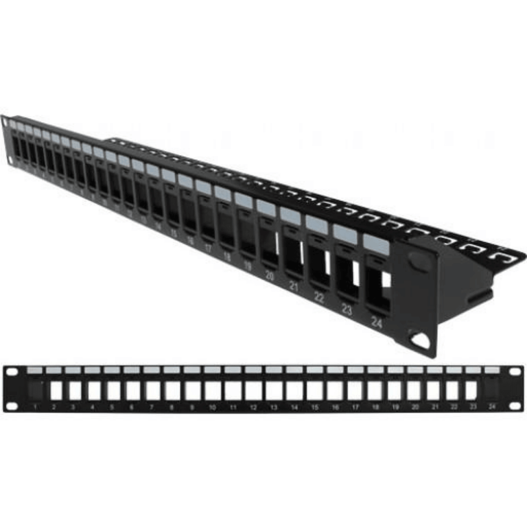 Blank Patch Panel with Support Bar- 24 Port - 1U - Black | J2R Cabling ...